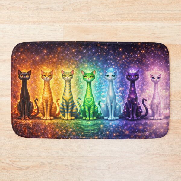 Item preview, Chakra Long Necked Cat Collection – Mid Century Modern Long Neck Cat Spiritual Art designed and sold by chihuahuashower.