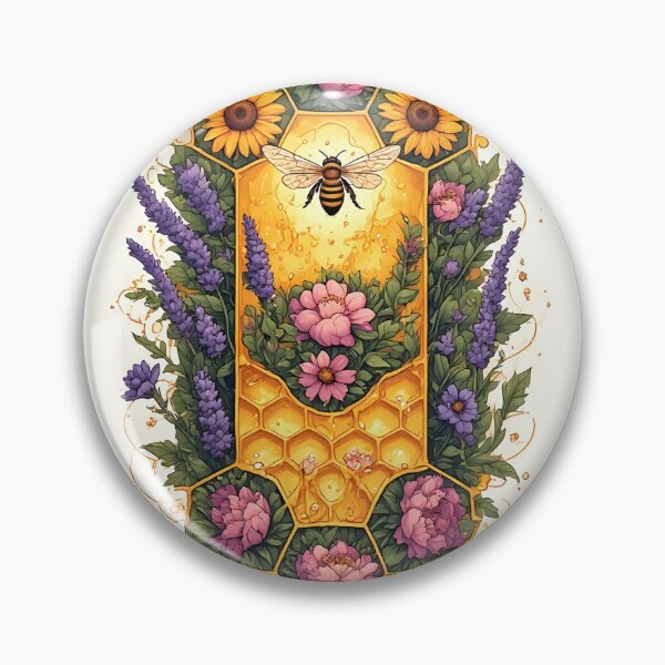 Item preview, Floral Honeycomb Bee Art for Honey Bee Keepers designed and sold by owi-art.