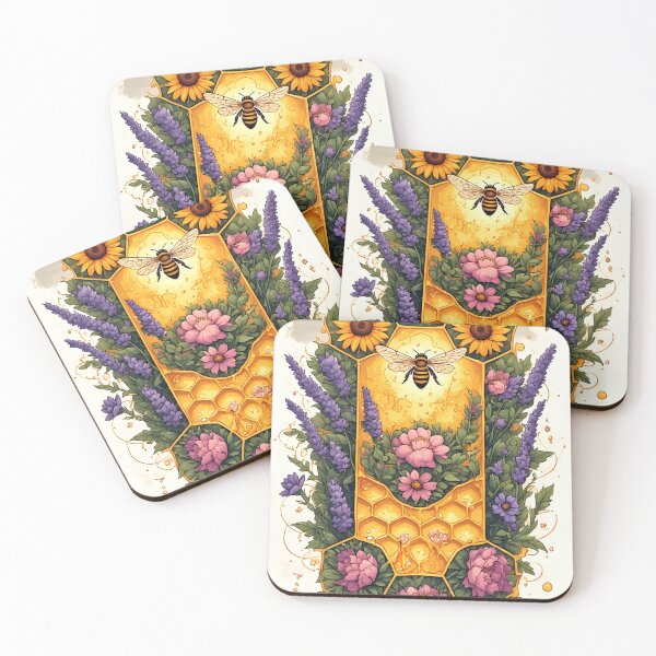 Item preview, Floral Honeycomb Bee Art for Honey Bee Keepers designed and sold by owi-art.