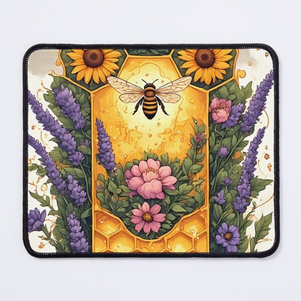 Item preview, Floral Honeycomb Bee Art for Honey Bee Keepers designed and sold by owi-art.