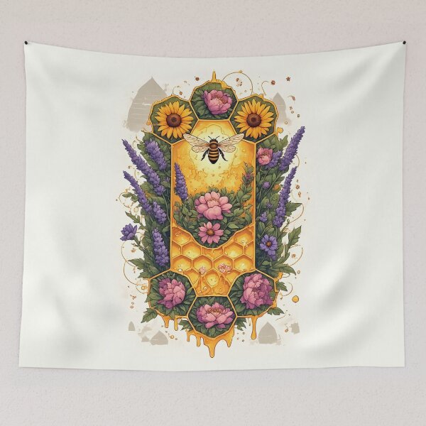 Item preview, Floral Honeycomb Bee Art for Honey Bee Keepers designed and sold by owi-art.