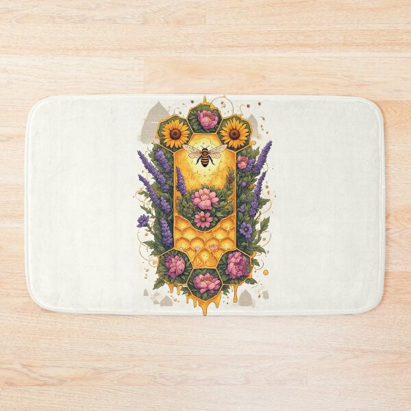 Item preview, Floral Honeycomb Bee Art for Honey Bee Keepers designed and sold by owi-art.