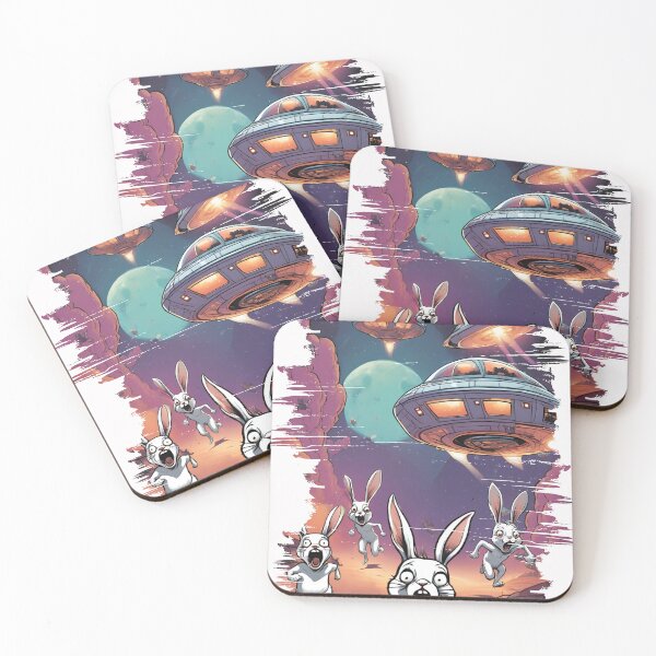 Item preview, Run away panic sci-fi bunny rabbits alien spaceship invasion designed and sold by BigMRanch.