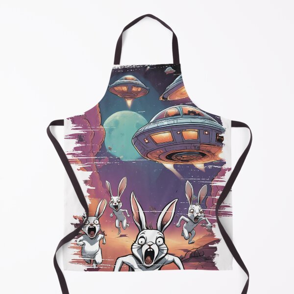 Item preview, Run away panic sci-fi bunny rabbits alien spaceship invasion designed and sold by BigMRanch.