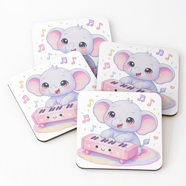 Item preview, Kawaii Elephant Playing Piano - Cute Anime Style. designed and sold by Lylysun.