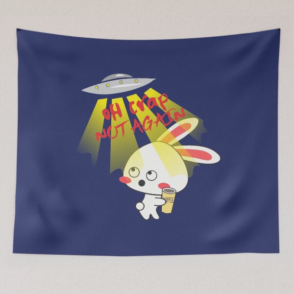 Item preview, Cute coffee bunny alien abduction spaceship designed and sold by BigMRanch.