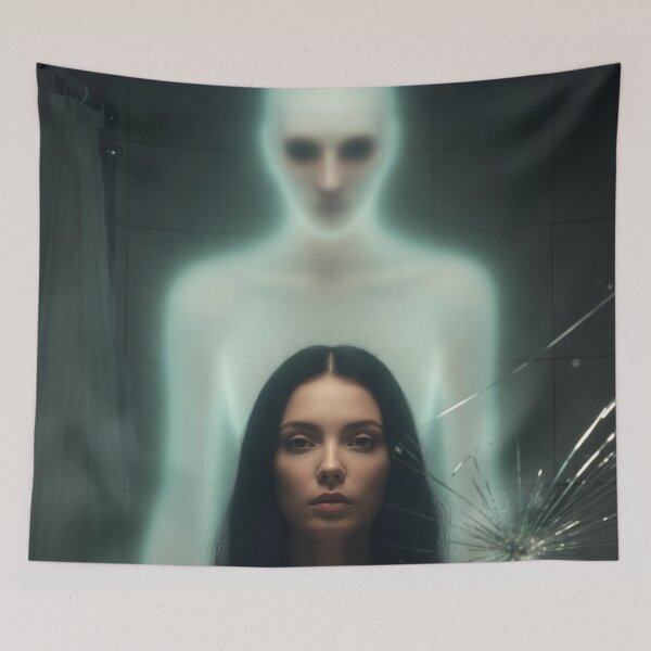 Item preview, Haunted Mirror: Ethereal Spectral Entity Behind Woman designed and sold by MakarenaCreate.