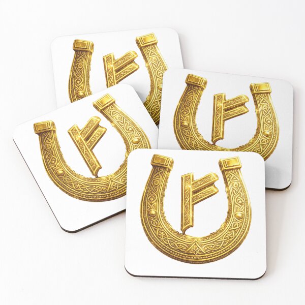Item preview, Fehu Rune. Golden Symbol of Wealth Prosperity and Luck. designed and sold by Nika Art Studio.