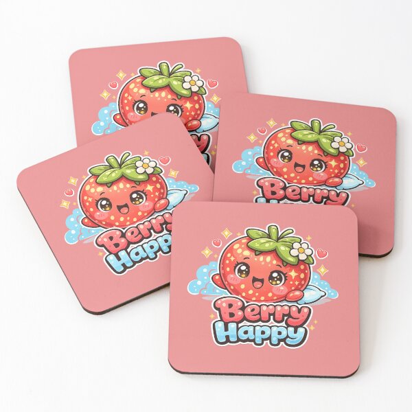 Item preview, Berry Happy – Cute and Happy Kawaii Strawberry designed and sold by apanoracar.
