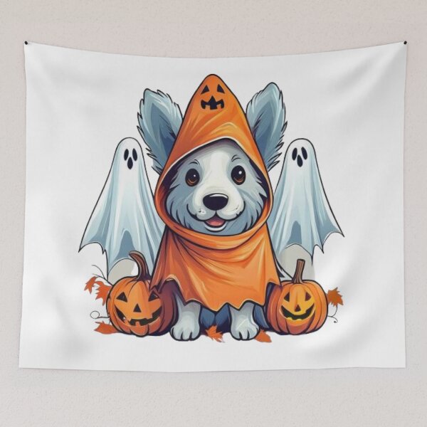 Item preview, Cute Halloween Puppy in Pumpkin Hood designed and sold by KrisGraphic45.