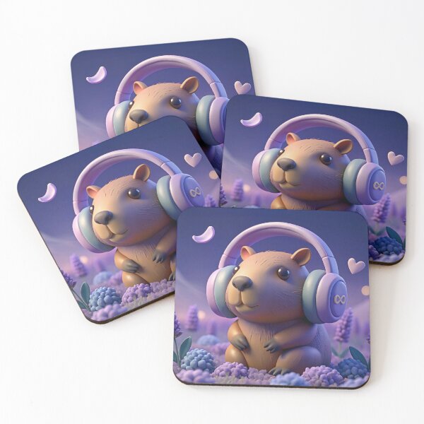 Item preview, Sensory Calm: Capybara with Headphones in Lavender designed and sold by Wonderful World of Whimsy.