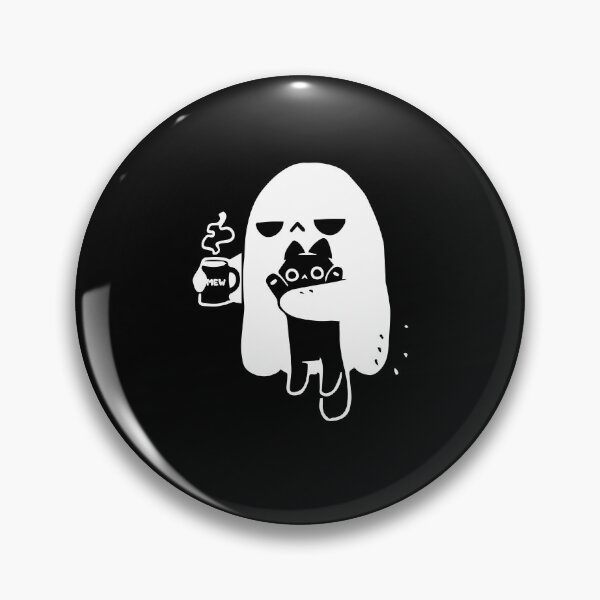 Item preview, Grumpy Ghost Holding Cat Mew Coffee Cute Halloween designed and sold by rioferdee.