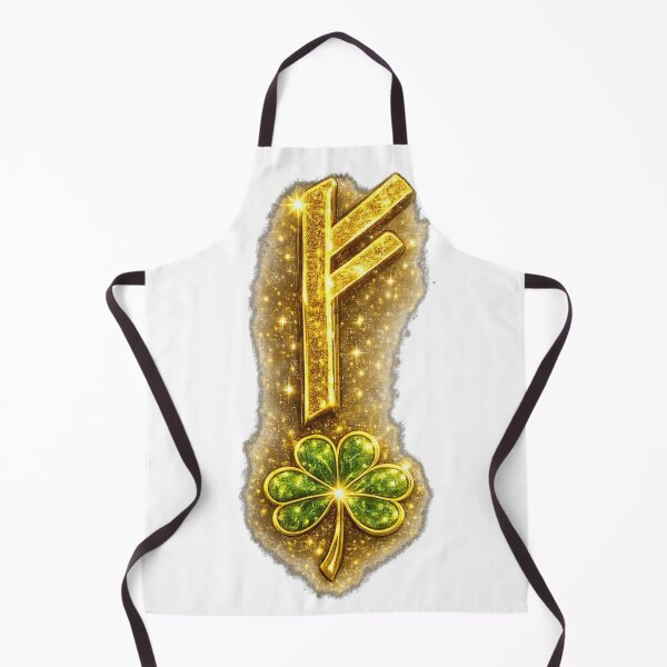 Item preview, Fehu Rune. Golden Symbol of Wealth Prosperity and Luck. designed and sold by Nika Art Studio.