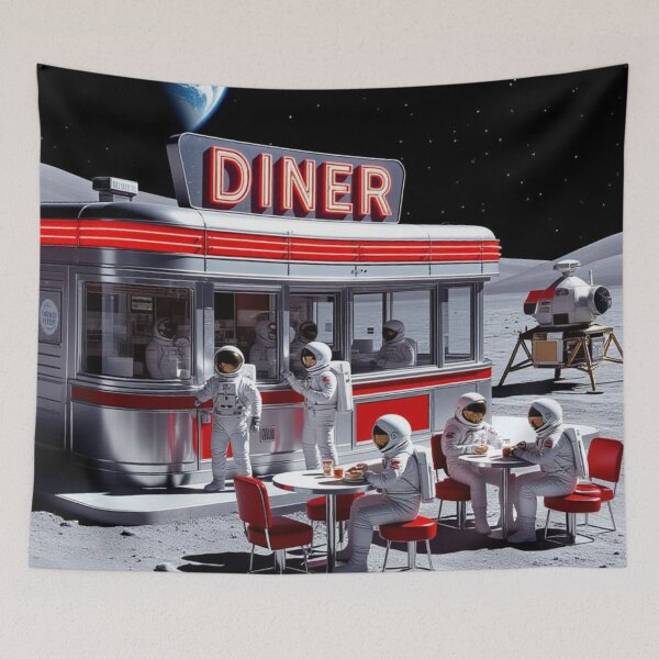 Item preview, Lunchtime on the Moon: 1950s Retro Diner in Space designed and sold by MakarenaCreate.