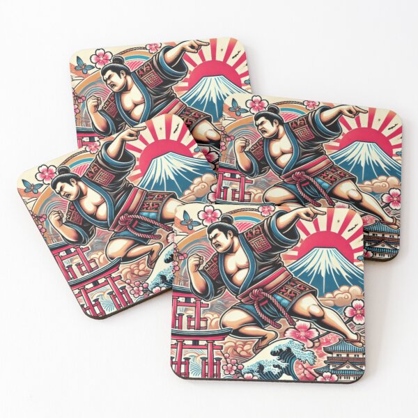 Item preview, Rising Sumo Spirit – Mt Fuji Ukiyo-e Power Poster designed and sold by ArtFreshStudio.