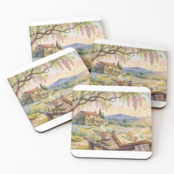 Item preview, Cottage Garden Tea Table – Provence Countryside Watercolor designed and sold by MaisonMaria.