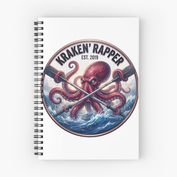 Item preview, Kraken Rapper Realistic Illustrator Logo – Fierce Octopus Rowing Oars Circular Design designed and sold by ARTCREATESHOP.
