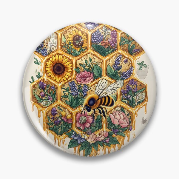 Item preview, Floral Honeycomb Bee Art for Honey Bee Keepers designed and sold by owi-art.