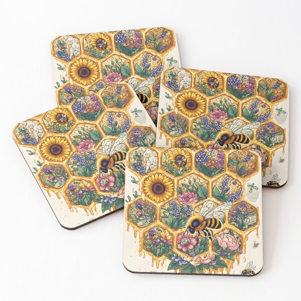 Item preview, Floral Honeycomb Bee Art for Honey Bee Keepers designed and sold by owi-art.
