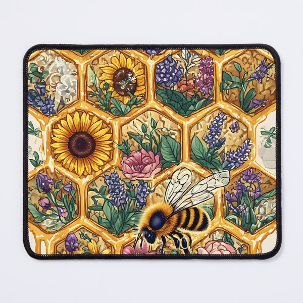 Item preview, Floral Honeycomb Bee Art for Honey Bee Keepers designed and sold by owi-art.