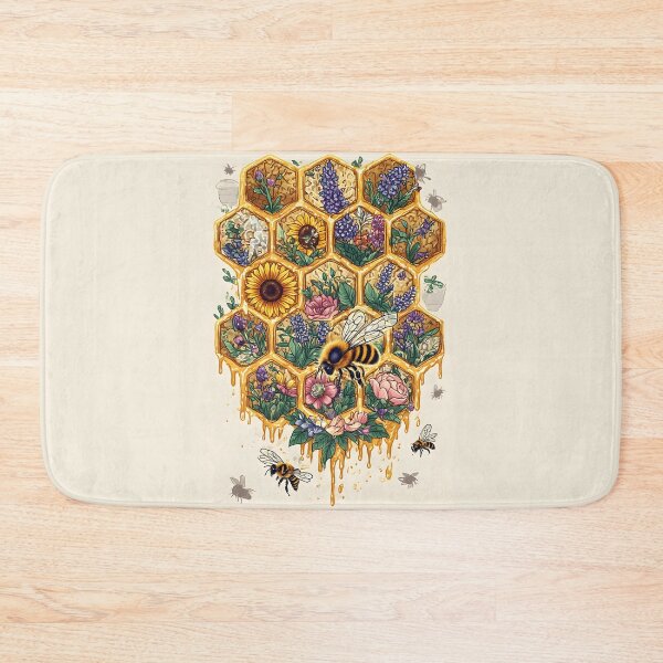 Item preview, Floral Honeycomb Bee Art for Honey Bee Keepers designed and sold by owi-art.