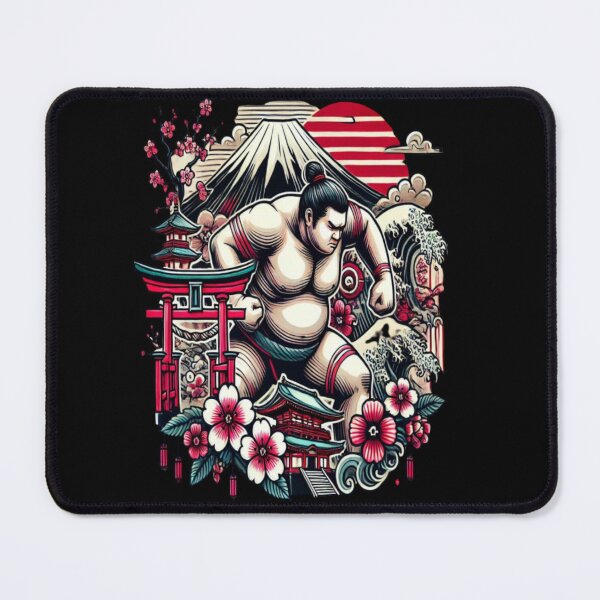 Item preview, Cherry Blossom Sumo Power – Ukiyo-e Warrior with Mt Fuji designed and sold by ArtFreshStudio.