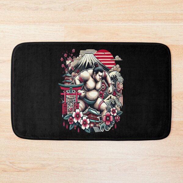 Item preview, Cherry Blossom Sumo Power – Ukiyo-e Warrior with Mt Fuji designed and sold by ArtFreshStudio.