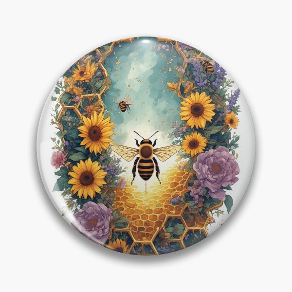 Item preview, Floral Honeycomb Bee Art for Honey Bee Keepers designed and sold by owi-art.