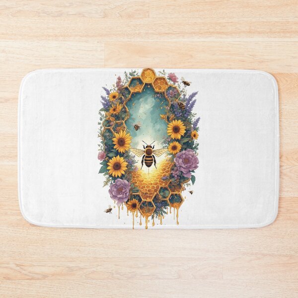Item preview, Floral Honeycomb Bee Art for Honey Bee Keepers designed and sold by owi-art.