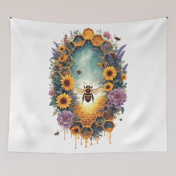 Item preview, Floral Honeycomb Bee Art for Honey Bee Keepers designed and sold by owi-art.