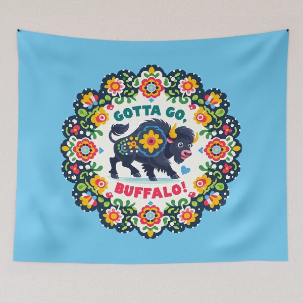 Item preview, Gotta Go Buffalo – Scandinavian Folk Art Nursery Rhyme by heidiannemorris © designed and sold by FOLK ART FUSION by heidiannemorris.