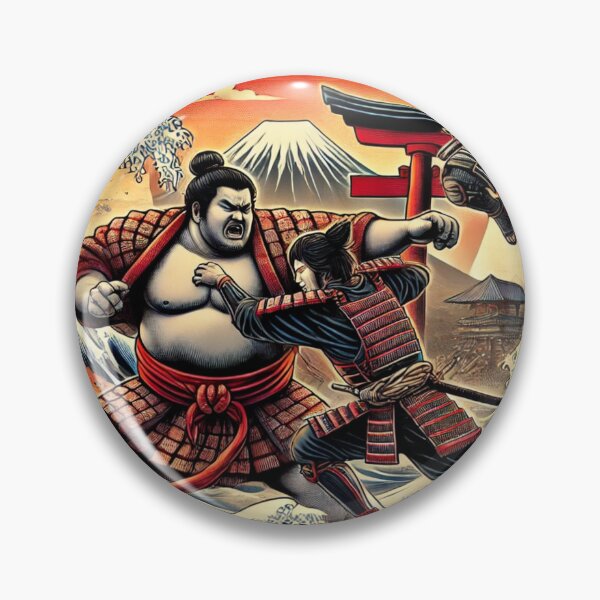 Artikelvorschau, Samurai vs. Sumo – Tradition Clash Ukiyo-e Crossover Art entworfen und verkauft von ArtFreshStudio.