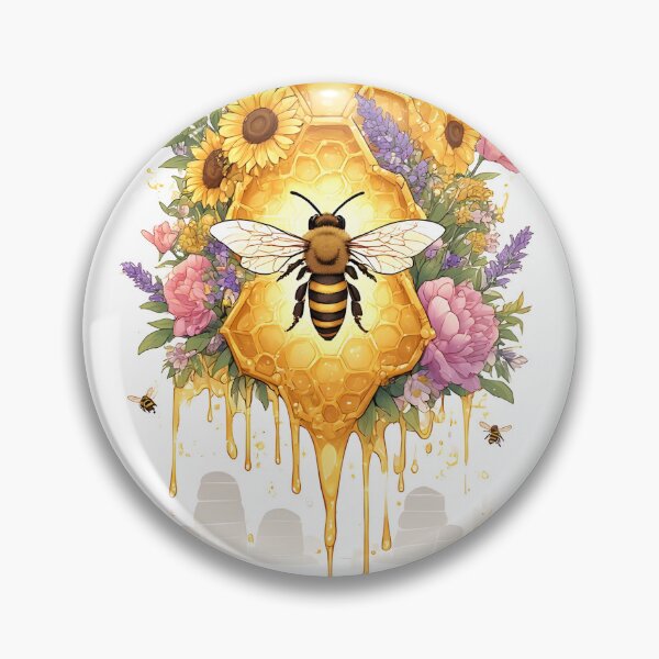 Item preview, Floral Honeycomb Bee Art for Honey Bee Keepers designed and sold by owi-art.