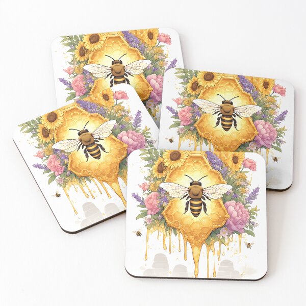 Item preview, Floral Honeycomb Bee Art for Honey Bee Keepers designed and sold by owi-art.