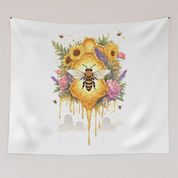 Item preview, Floral Honeycomb Bee Art for Honey Bee Keepers designed and sold by owi-art.