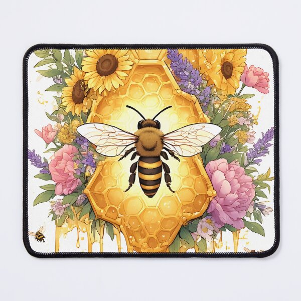Item preview, Floral Honeycomb Bee Art for Honey Bee Keepers designed and sold by owi-art.