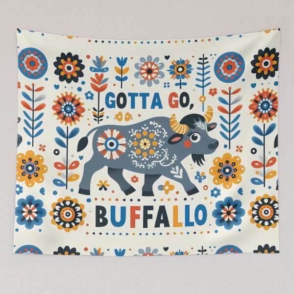 Item preview, Gotta Go Buffalo – Scandinavian Folk Art Nursery Rhyme by heidiannemorris © designed and sold by FOLK ART FUSION by heidiannemorris.