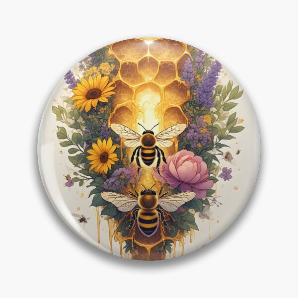 Item preview, Floral Honeycomb Bee Art for Honey Bee Keepers designed and sold by owi-art.