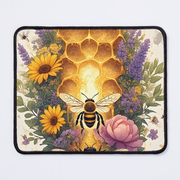 Item preview, Floral Honeycomb Bee Art for Honey Bee Keepers designed and sold by owi-art.