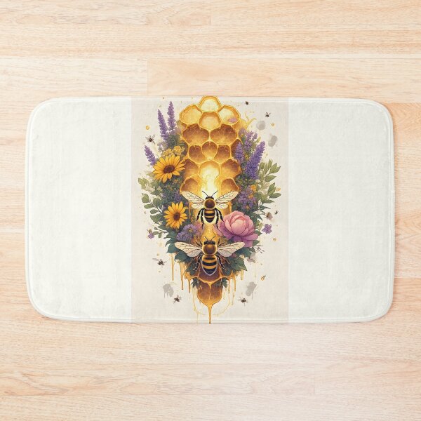 Item preview, Floral Honeycomb Bee Art for Honey Bee Keepers designed and sold by owi-art.
