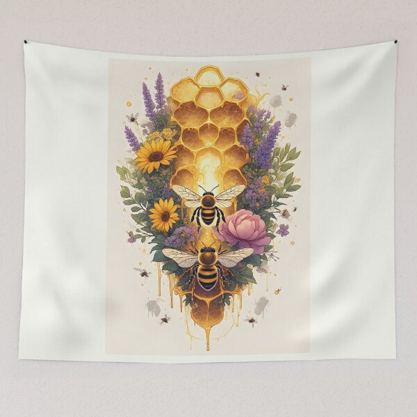 Item preview, Floral Honeycomb Bee Art for Honey Bee Keepers designed and sold by owi-art.