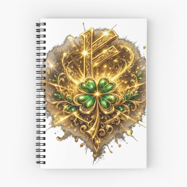 Item preview, Fehu Rune. Golden Symbol of Wealth Prosperity and Luck. designed and sold by Nika Art Studio.