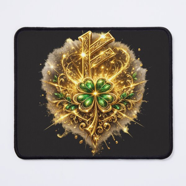 Item preview, Fehu Rune. Golden Symbol of Wealth Prosperity and Luck. designed and sold by Nika Art Studio.