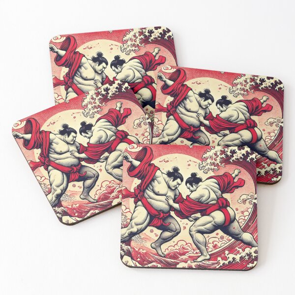 Item preview, Dynamic Sumo Wave Clash – Ukiyo-e Warrior Action Scene designed and sold by ArtFreshStudio.