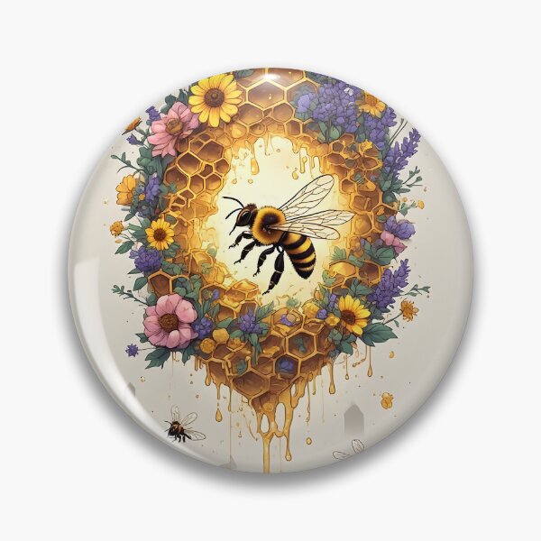 Item preview, Floral Honeycomb Bee Art for Honey Bee Keepers designed and sold by owi-art.