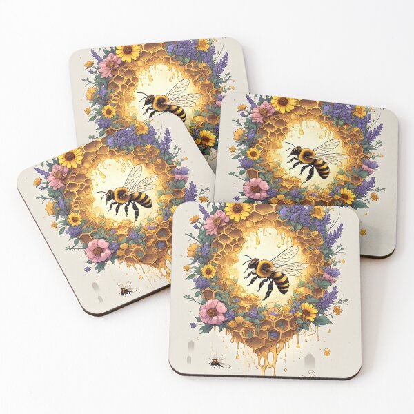 Item preview, Floral Honeycomb Bee Art for Honey Bee Keepers designed and sold by owi-art.