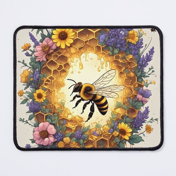 Item preview, Floral Honeycomb Bee Art for Honey Bee Keepers designed and sold by owi-art.
