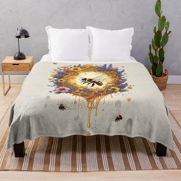 Item preview, Floral Honeycomb Bee Art for Honey Bee Keepers designed and sold by owi-art.