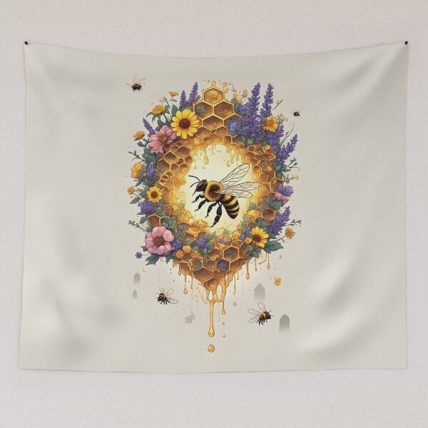 Item preview, Floral Honeycomb Bee Art for Honey Bee Keepers designed and sold by owi-art.