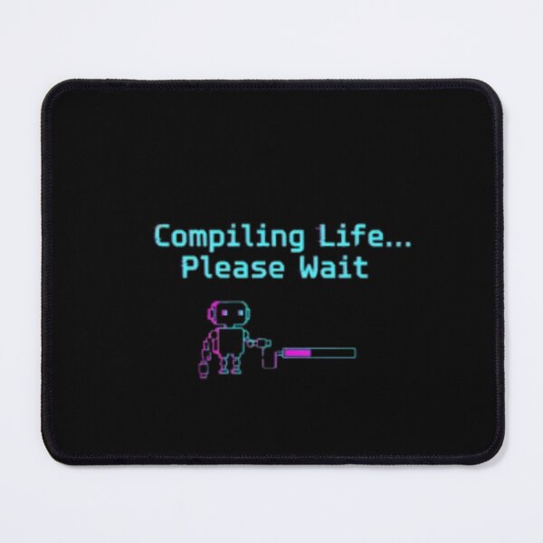 Item preview, Compiling Life… Please Wait – Neon Glitch Robot designed and sold by trend-forge.
